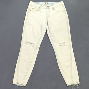 AMO Jeans Women's 26 White Twist Moon Destroy Denim